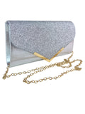 Envelope Glitter Tube Clutch Bag Silver