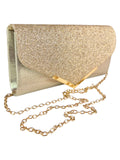 Envelope Glitter Tube Clutch Bag Gold
