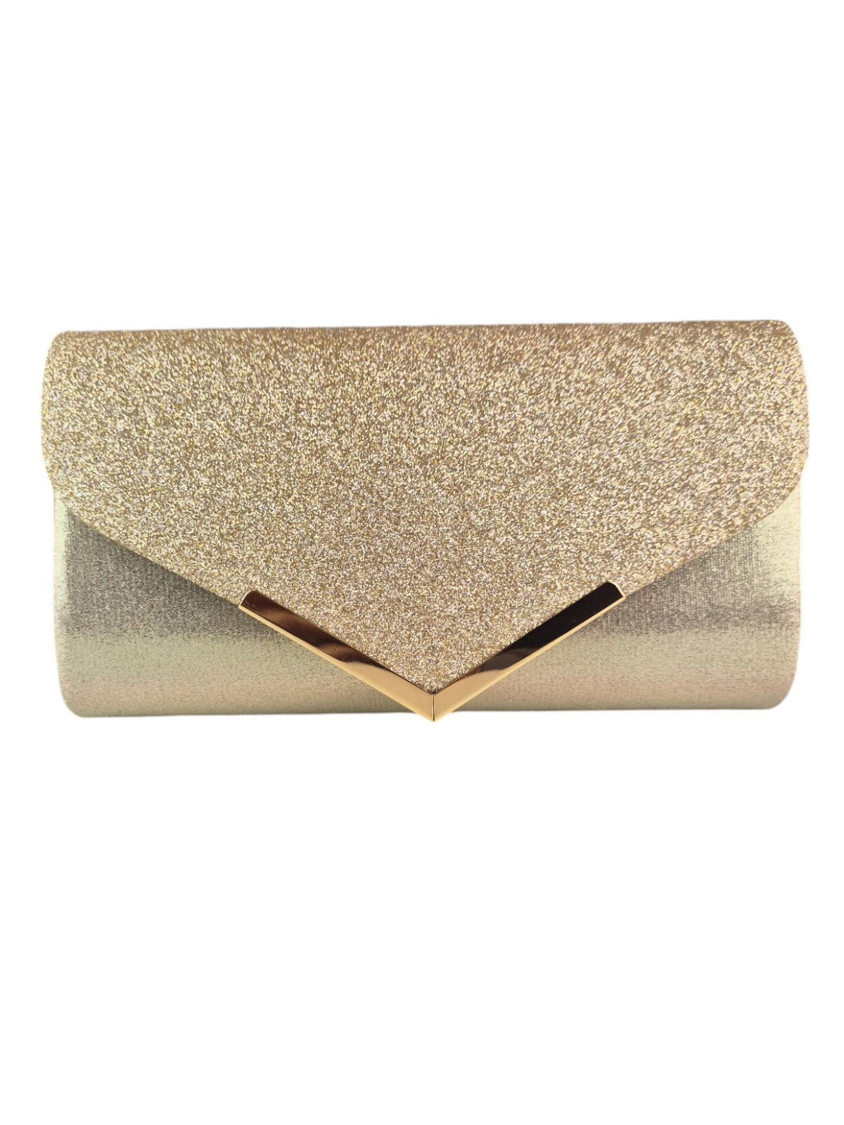 Envelope Glitter Tube Clutch Bag Gold
