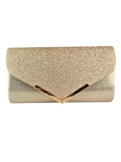 Envelope Glitter Tube Clutch Bag Gold