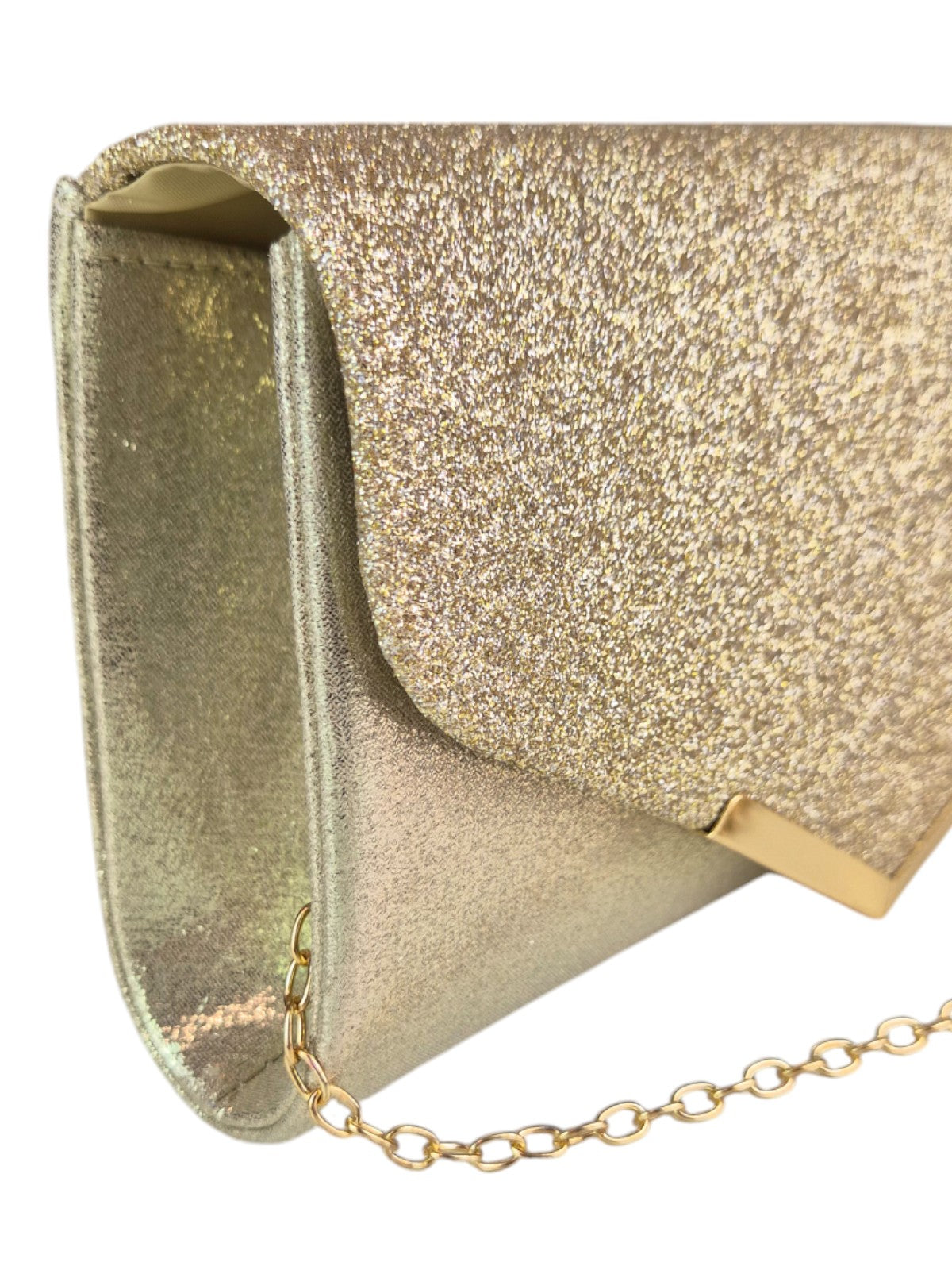 Envelope Glitter Tube Clutch Bag Gold