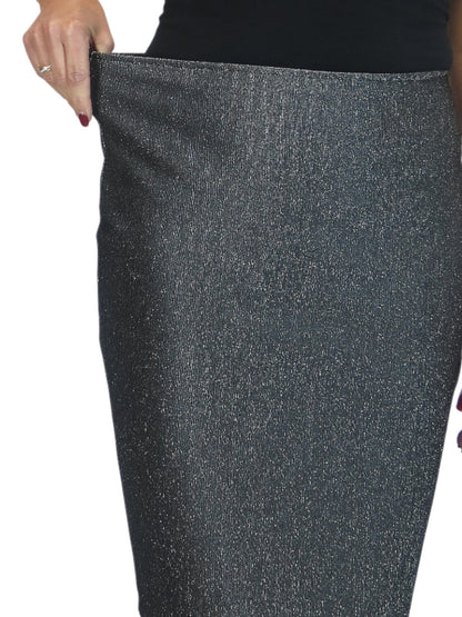 Women's Metallic Knee Length Skirt Silver