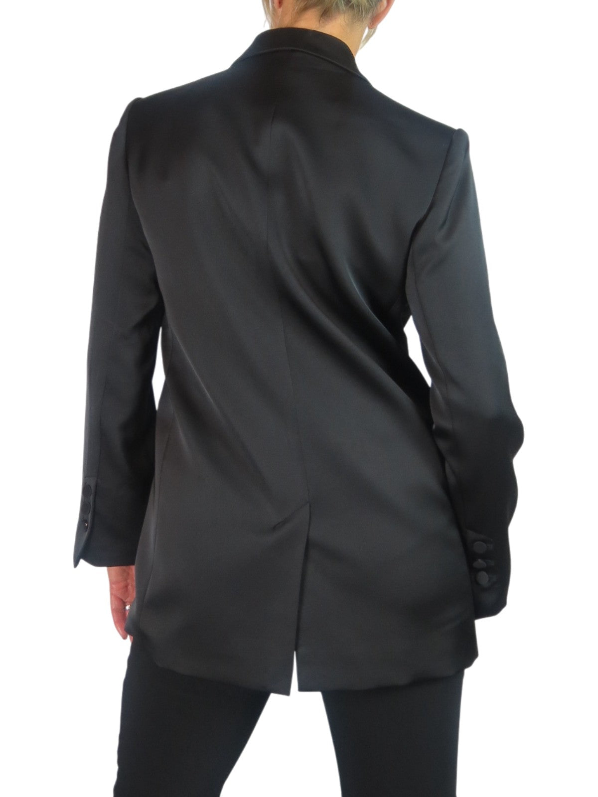 Satin Oversized Double Breasted Blazer Black