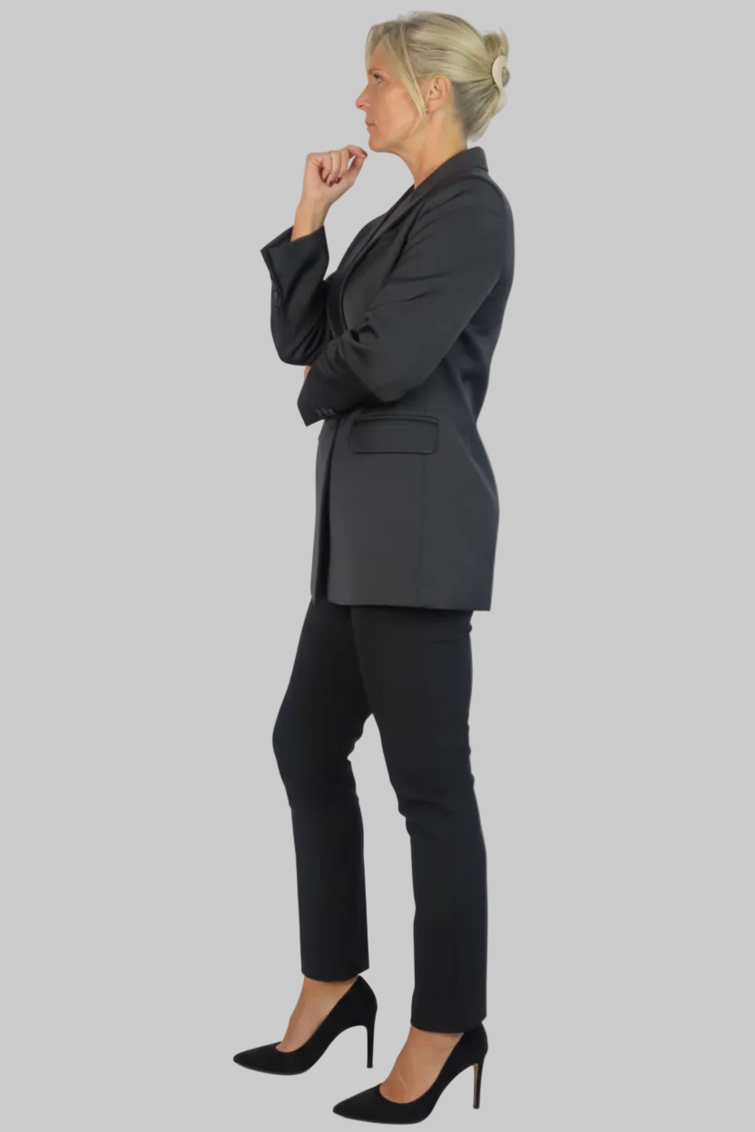 Satin Oversized Double Breasted Blazer Smart Black