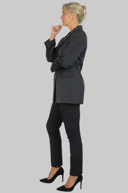 Satin Oversized Double Breasted Blazer Smart Black