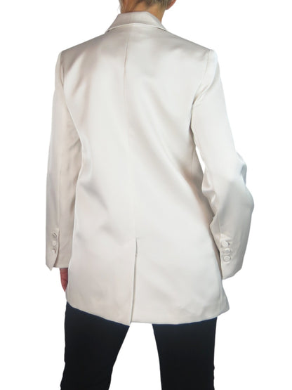 Satin Oversized Double Breasted Blazer Ivory