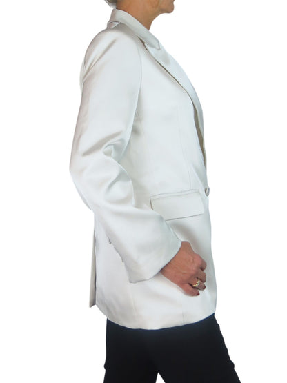Satin Oversized Double Breasted Blazer Ivory
