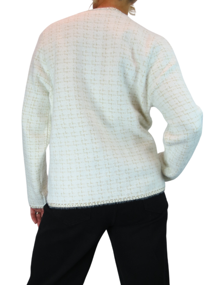 Pearl Button Knitted Jacket Cream
