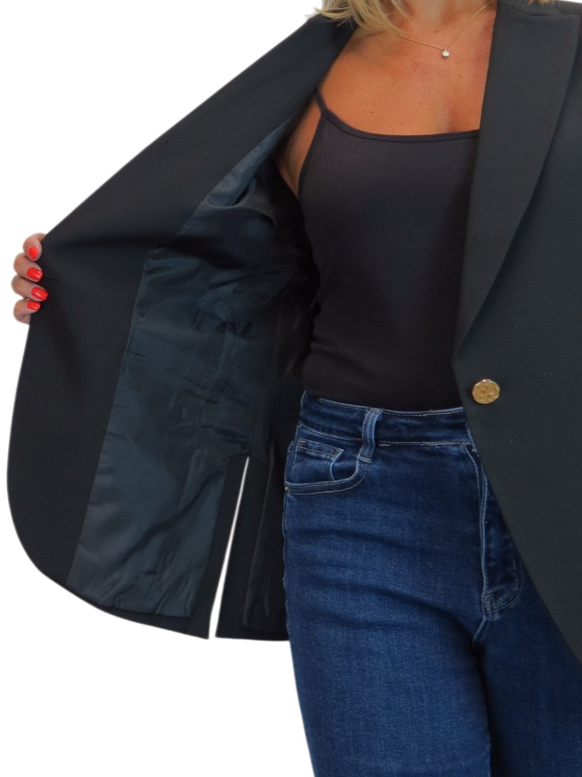 Longline Sleeveless Smart Waistcoat Black