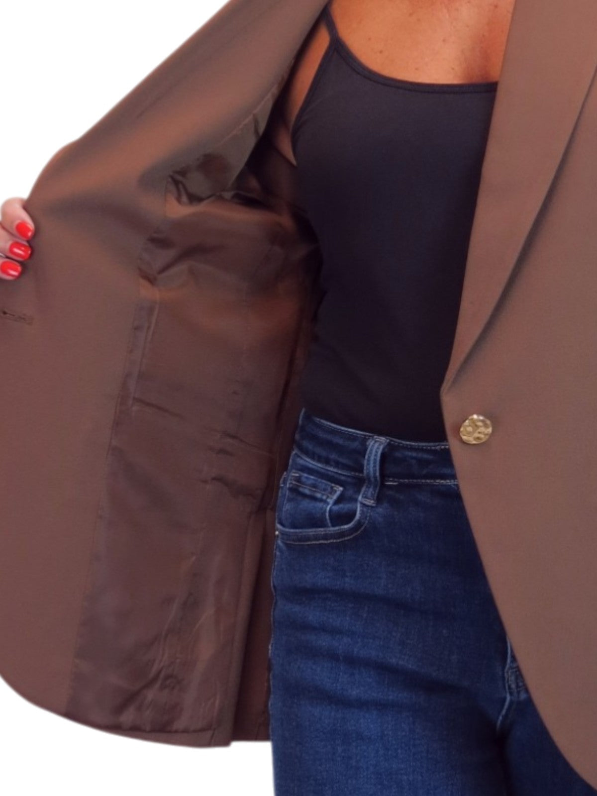 Longline Sleeveless Smart Waistcoat Caramel Brown
