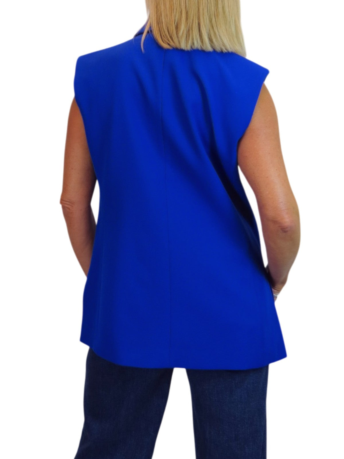 Longline Sleeveless Smart Waistcoat Royal Blue
