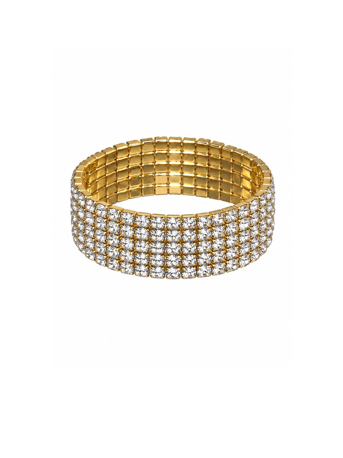 3/5 Row Stretchy Diamante Bracelet Gold