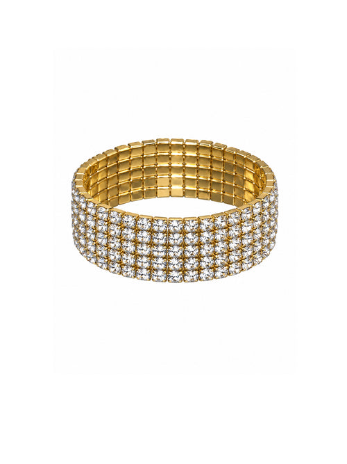 3/5 Row Stretchy Diamante Bracelet Gold