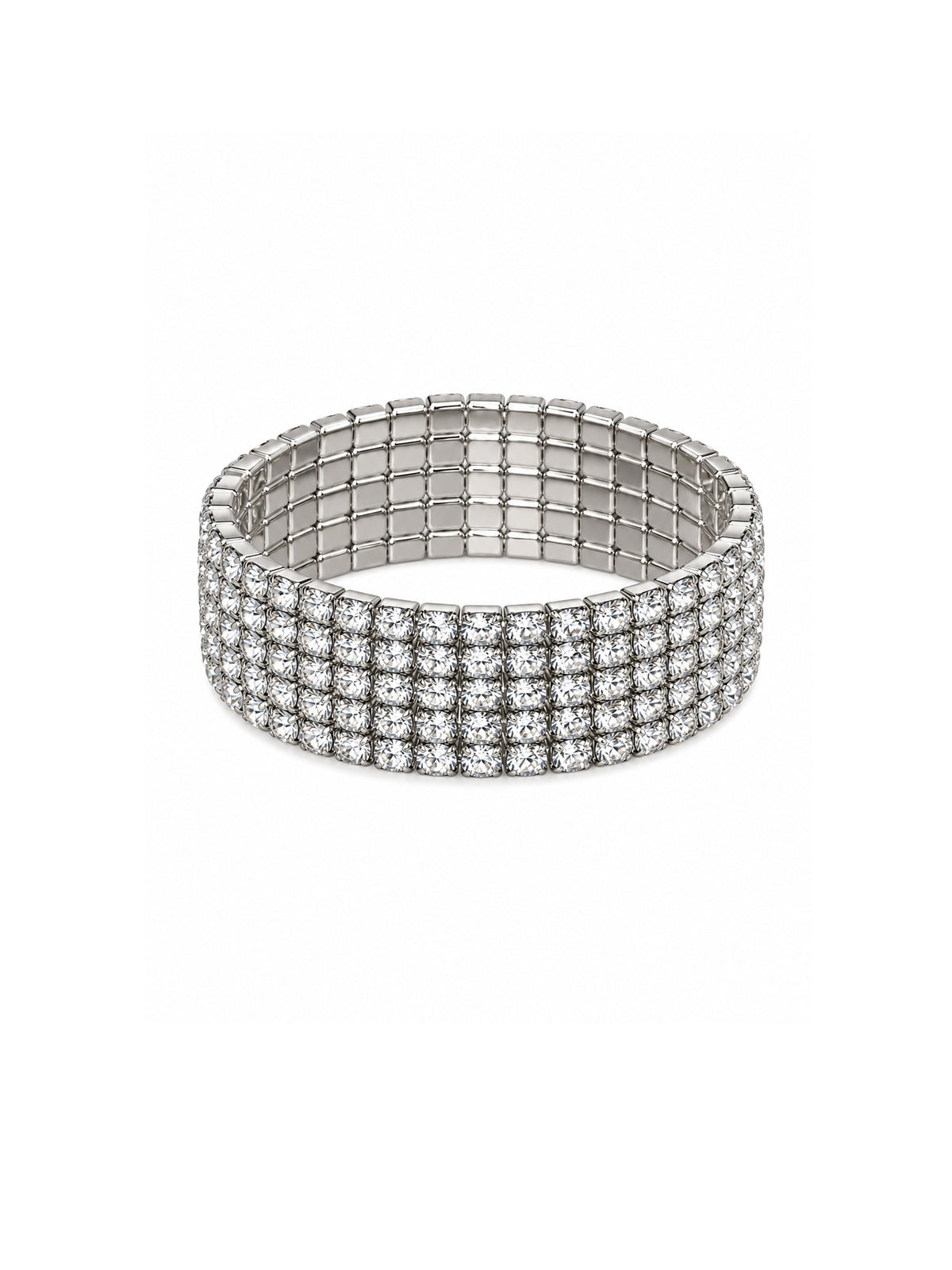 3/5 Row Stretchy Diamante Bracelet Silver