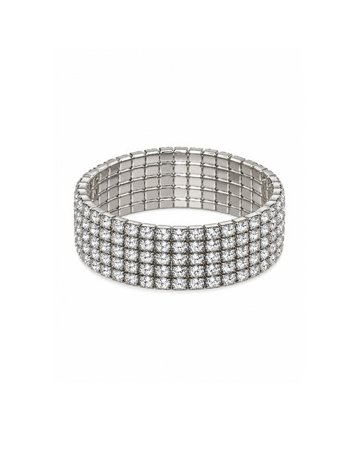 3/5 Row Stretchy Diamante Bracelet Silver