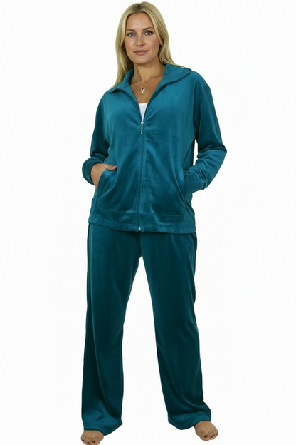 Plus Size Luxury Velour Tracksuit Turquoise