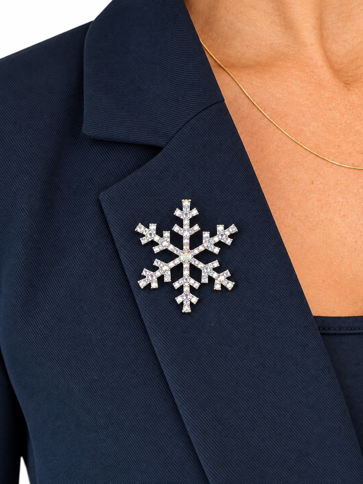 Diamante Winter Snowflake Brooch Silver