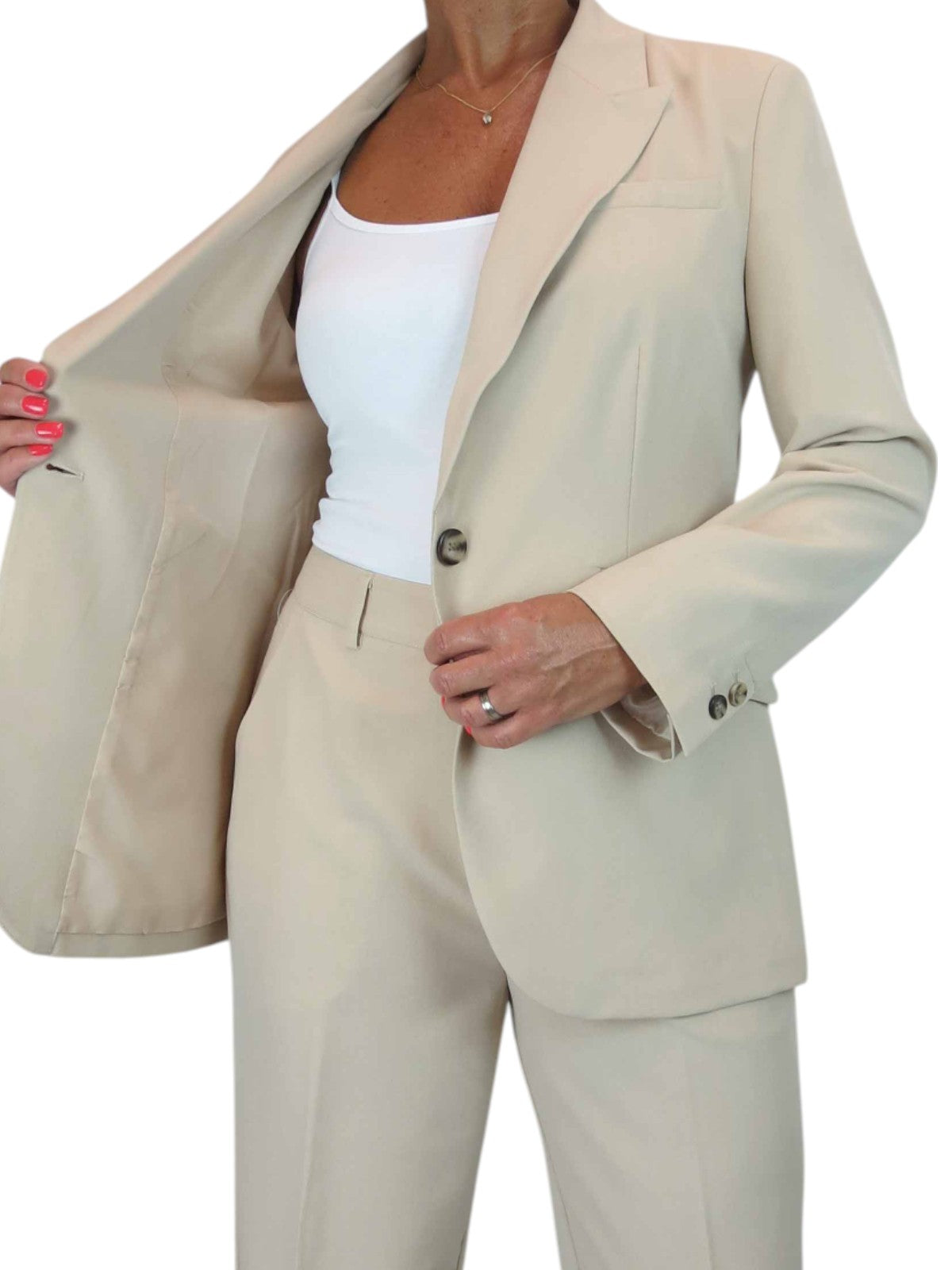 2 Piece Trouser Suit Beige