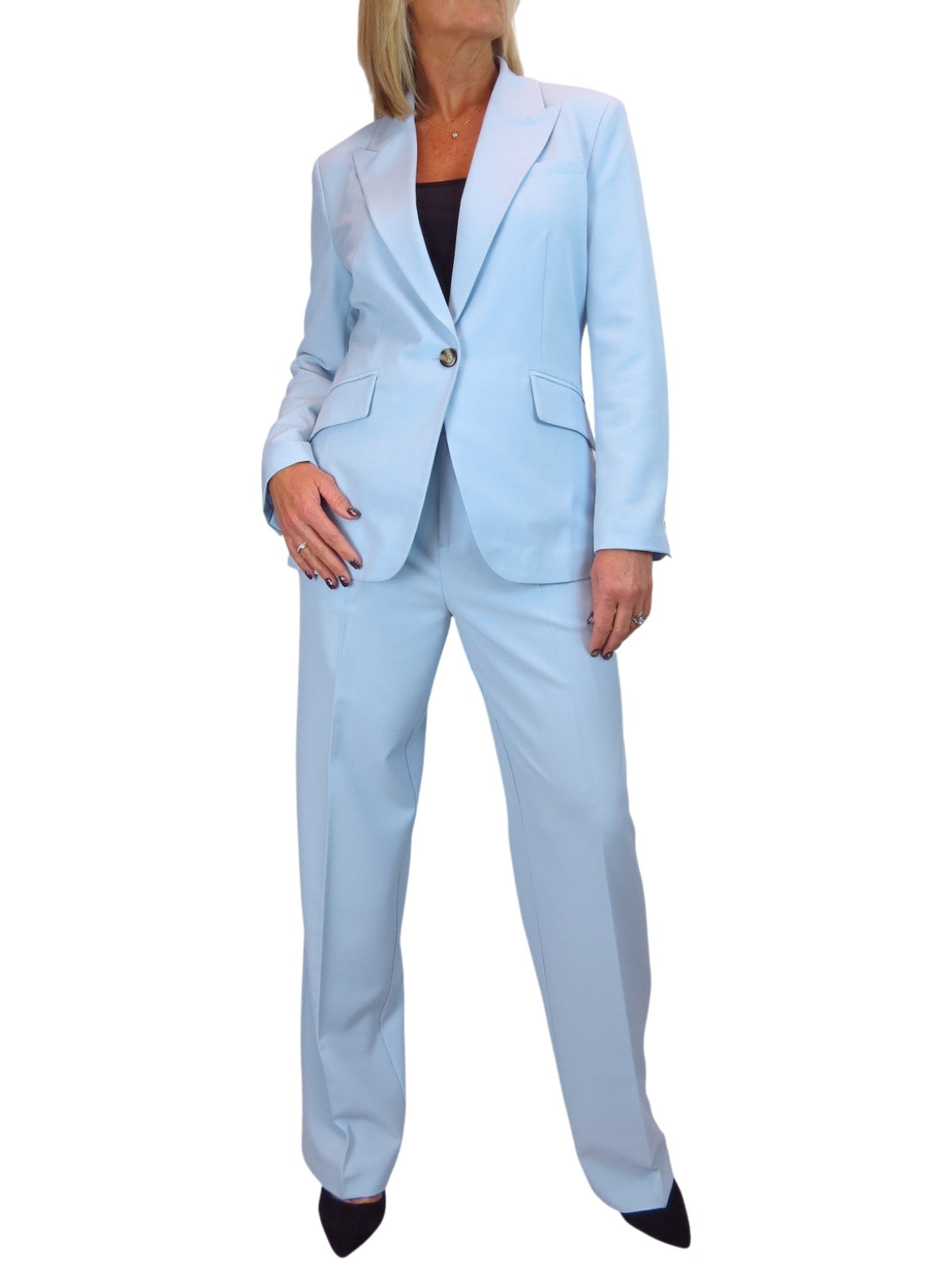 Smart 2 Piece Trouser Suit Pale Blue