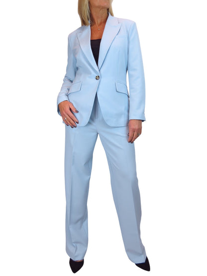 Smart 2 Piece Trouser Suit Pale Blue