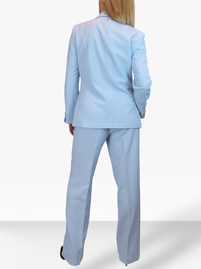 Smart 2 Piece Trouser Suit Pale Blue