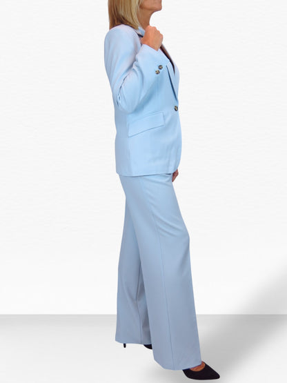 Smart 2 Piece Trouser Suit Pale Blue