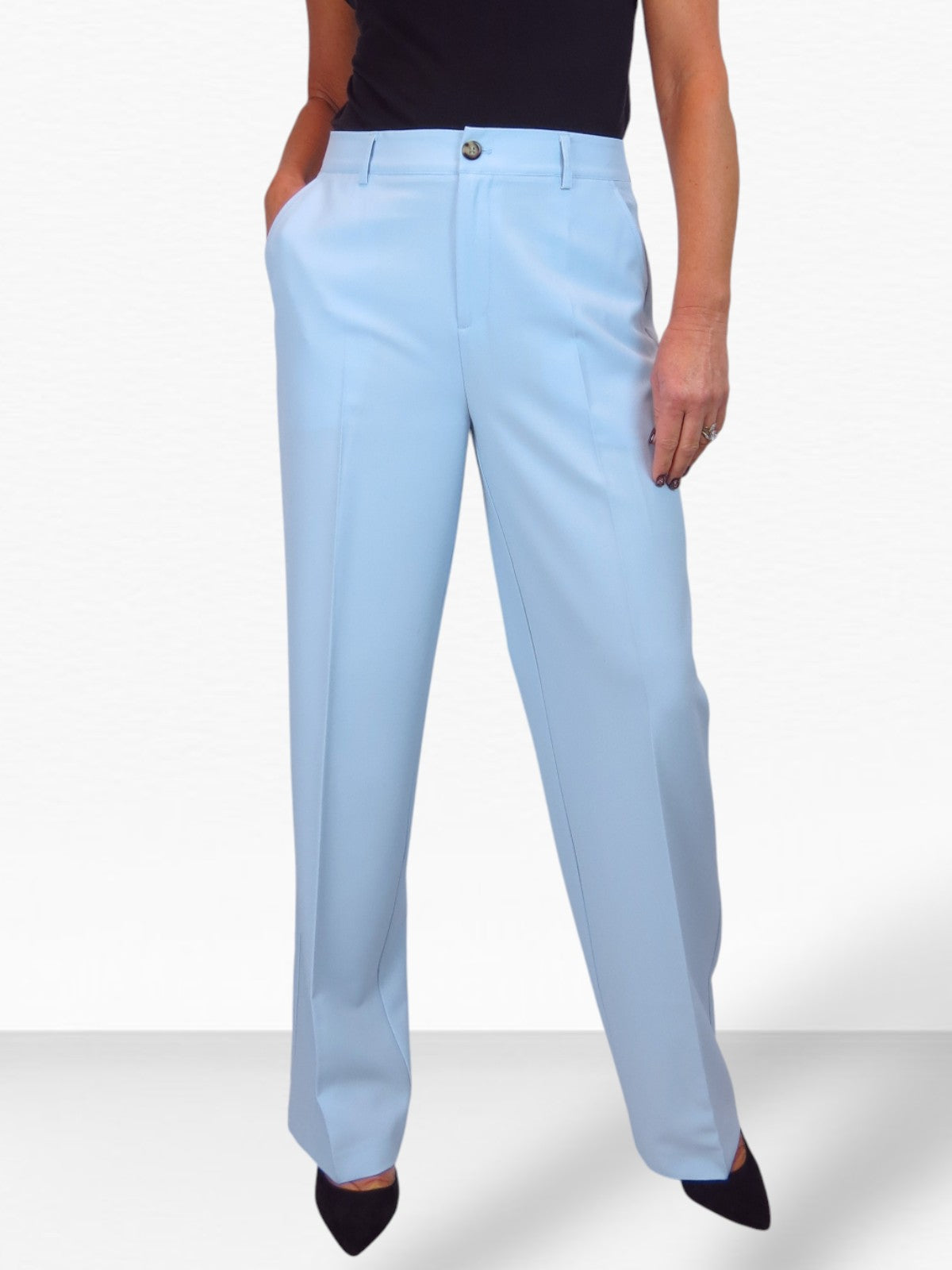 Smart 2 Piece Trouser Suit Pale Blue