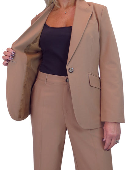Smart 2 Piece Trouser Suit Tan
