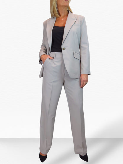 Smart 2 Piece Trouser Suit Silver Grey