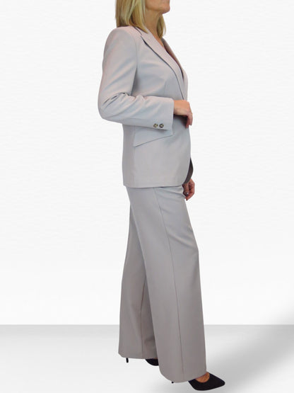 Smart 2 Piece Trouser Suit Silver Grey