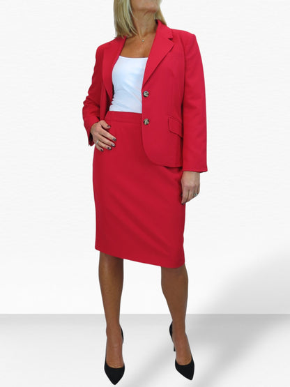 Smart 2 Piece Skirt Suit Red