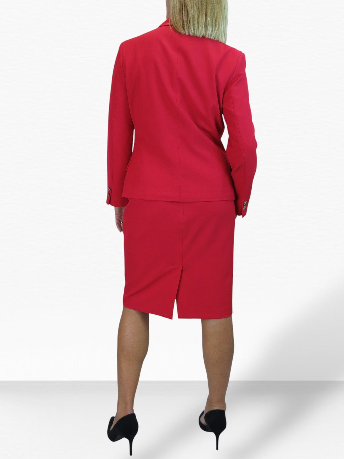 Smart 2 Piece Skirt Suit Red