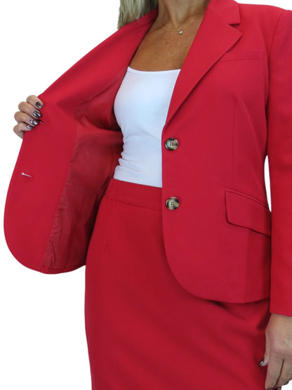 Smart 2 Piece Skirt Suit Red