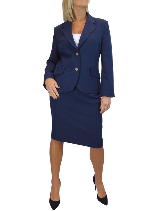 2 Piece Skirt Suit Navy Blue