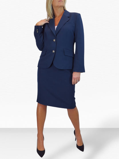 Smart 2 Piece Skirt Suit Navy Blue