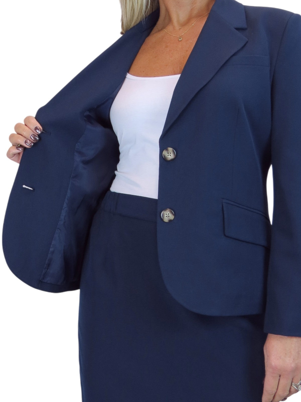 Smart 2 Piece Skirt Suit Navy Blue
