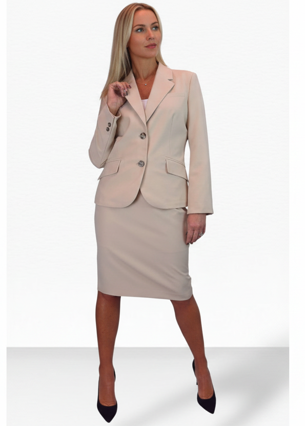 Smart 2 Piece Skirt Suit Beige