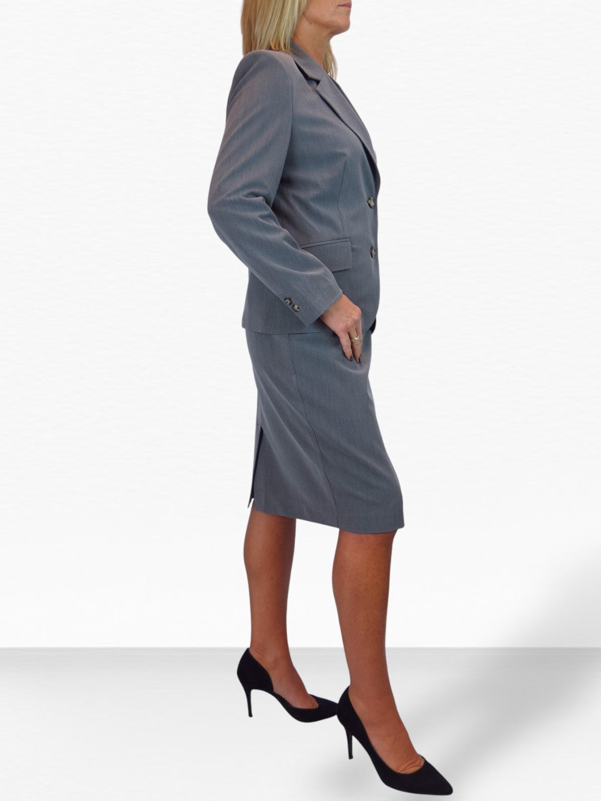 Smart 2 Piece Skirt Suit Marl Grey