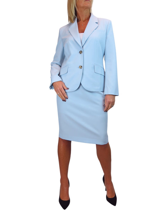 2 Piece Skirt Suit Pale Blue