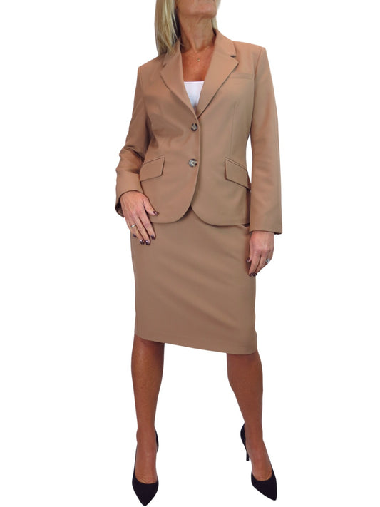 2 Piece Skirt Suit Tan