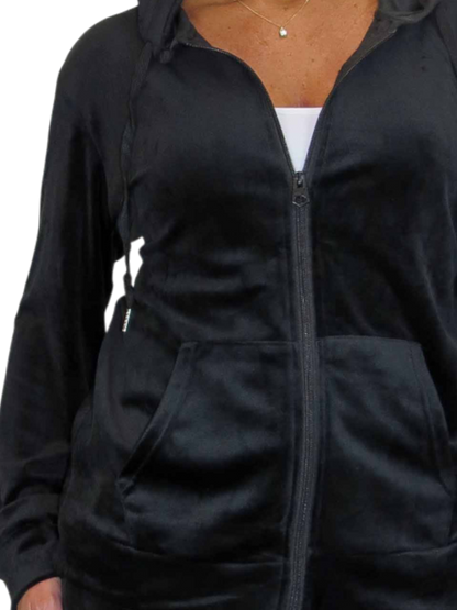 Velour Tracksuit Set 2 Piece Black
