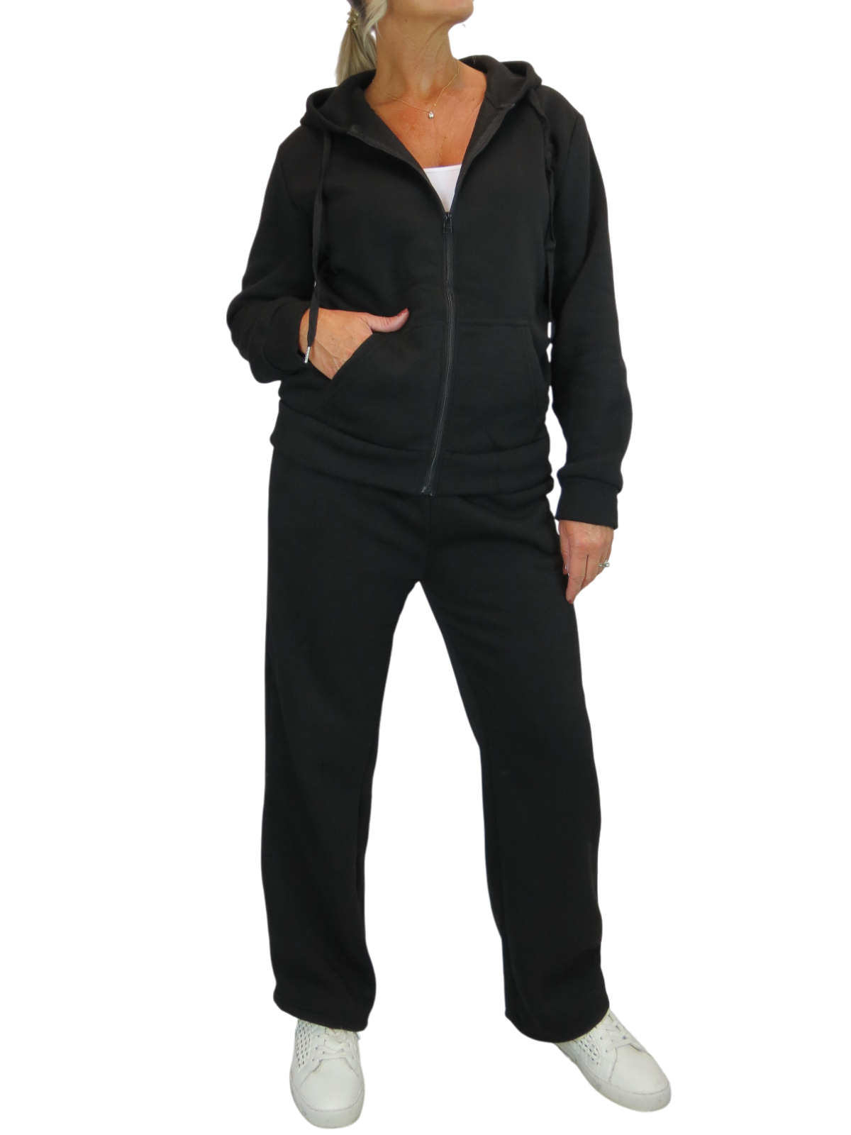 2 Piece Fleece Tracksuit Set Black