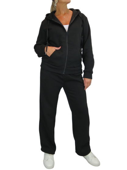 2 Piece Fleece Tracksuit Set Black