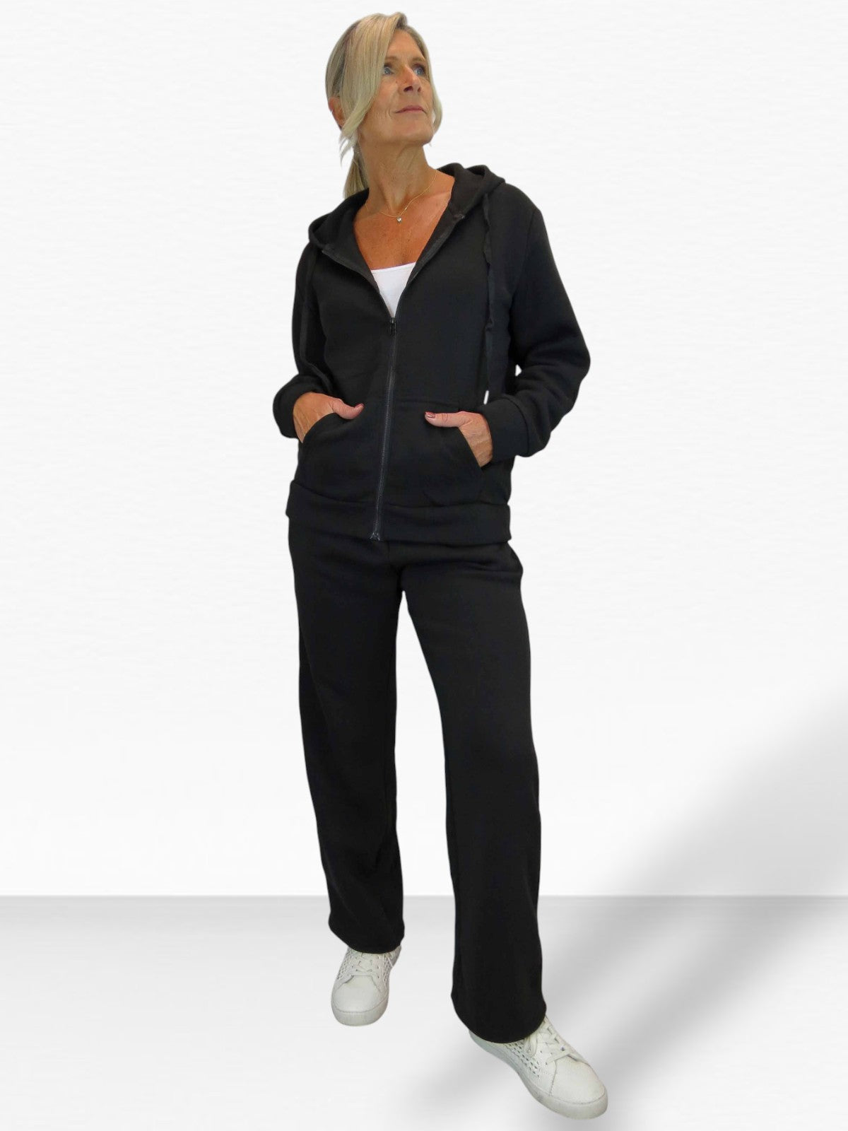 2 Piece Fleece Tracksuit Set Black