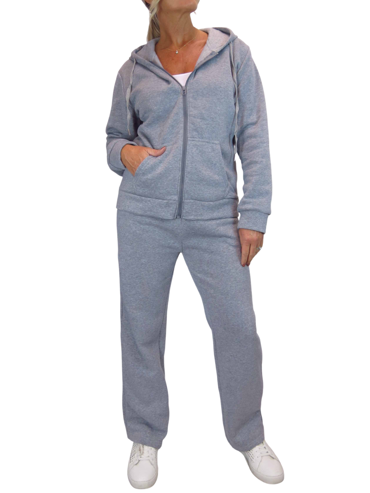 2 Piece Fleece Tracksuit Set Grey