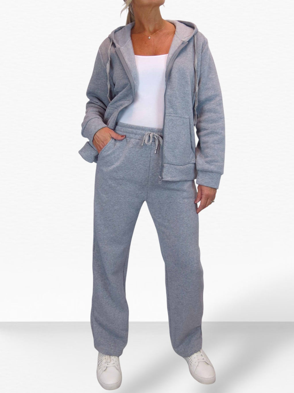 2 Piece Fleece Tracksuit Set Grey