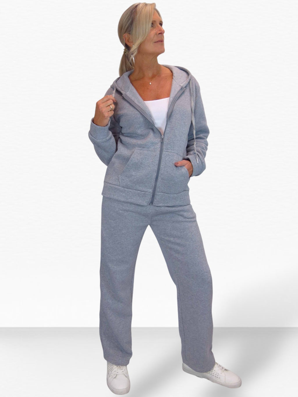 2 Piece Fleece Tracksuit Set Grey