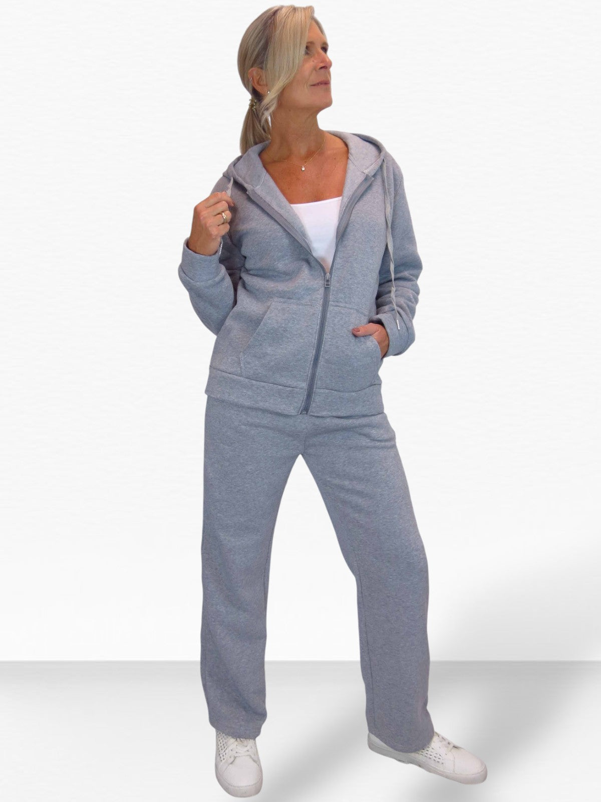 2 Piece Fleece Tracksuit Set Grey