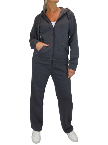 2 Piece Fleece Tracksuit Set Dark Grey