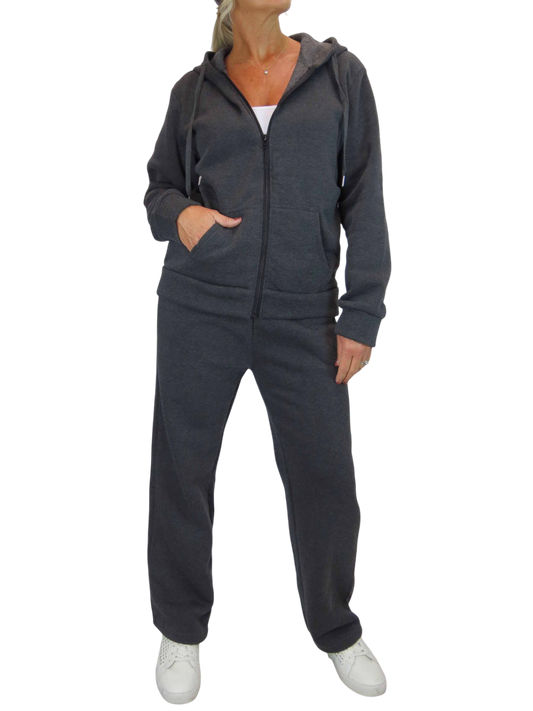 2 Piece Fleece Tracksuit Set Dark Grey